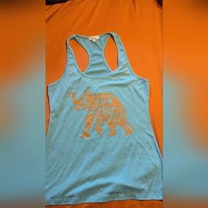 Yogi brand top elephant athletic workout summer teal racer back sexy art india